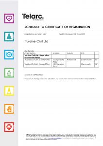 Tru-Line Civil Certificate QMS 28 Jun 2022